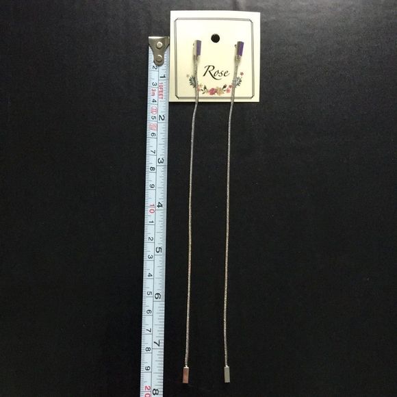 Extra long silver dangling earrings - Picture 7 of 7